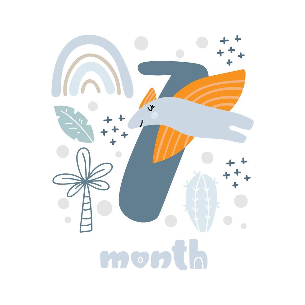 7 seven months Baby boy anniversary card metrics. Baby shower print