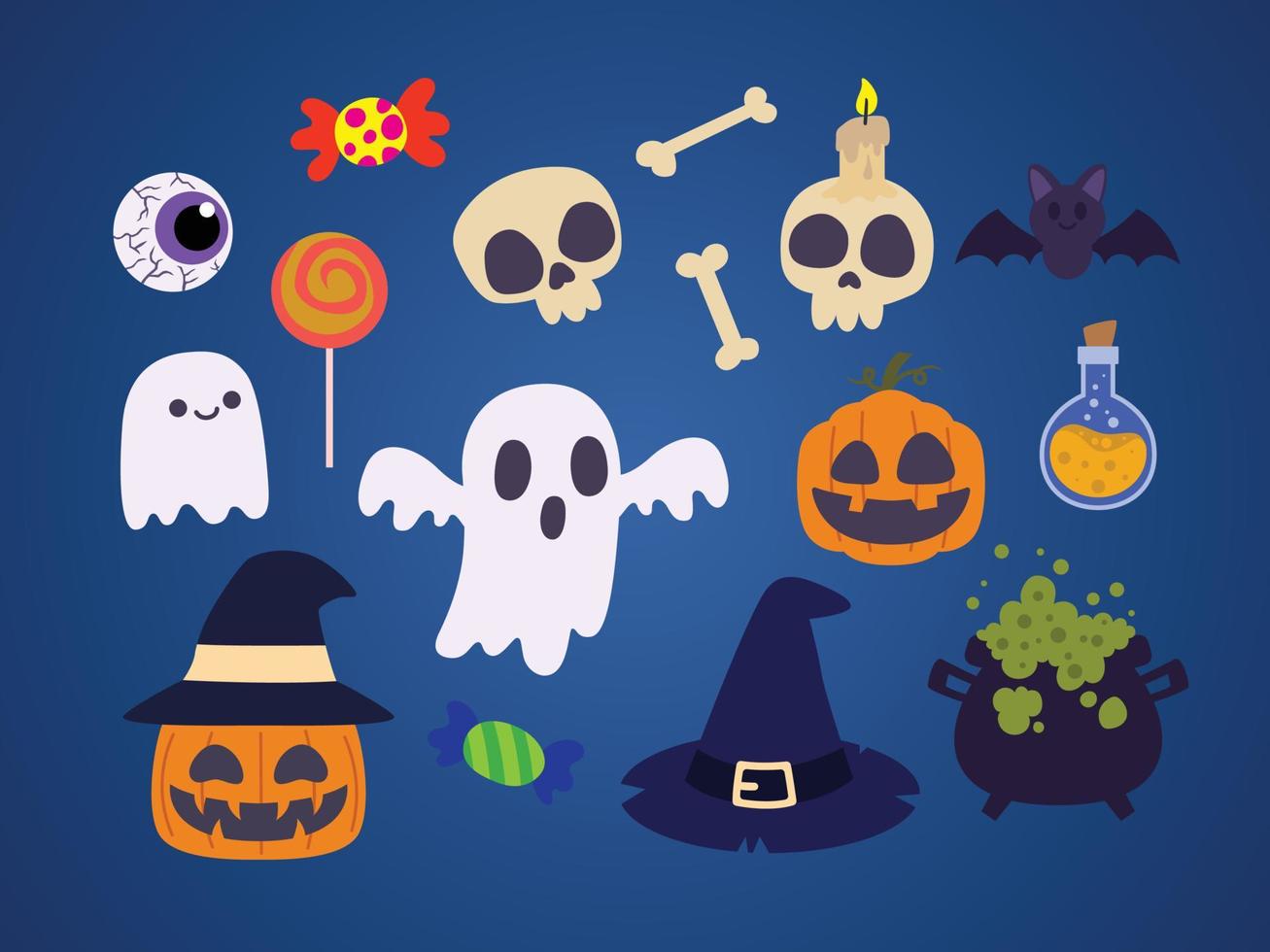 divertida colección de elementos de halloween espeluznante embrujada vector