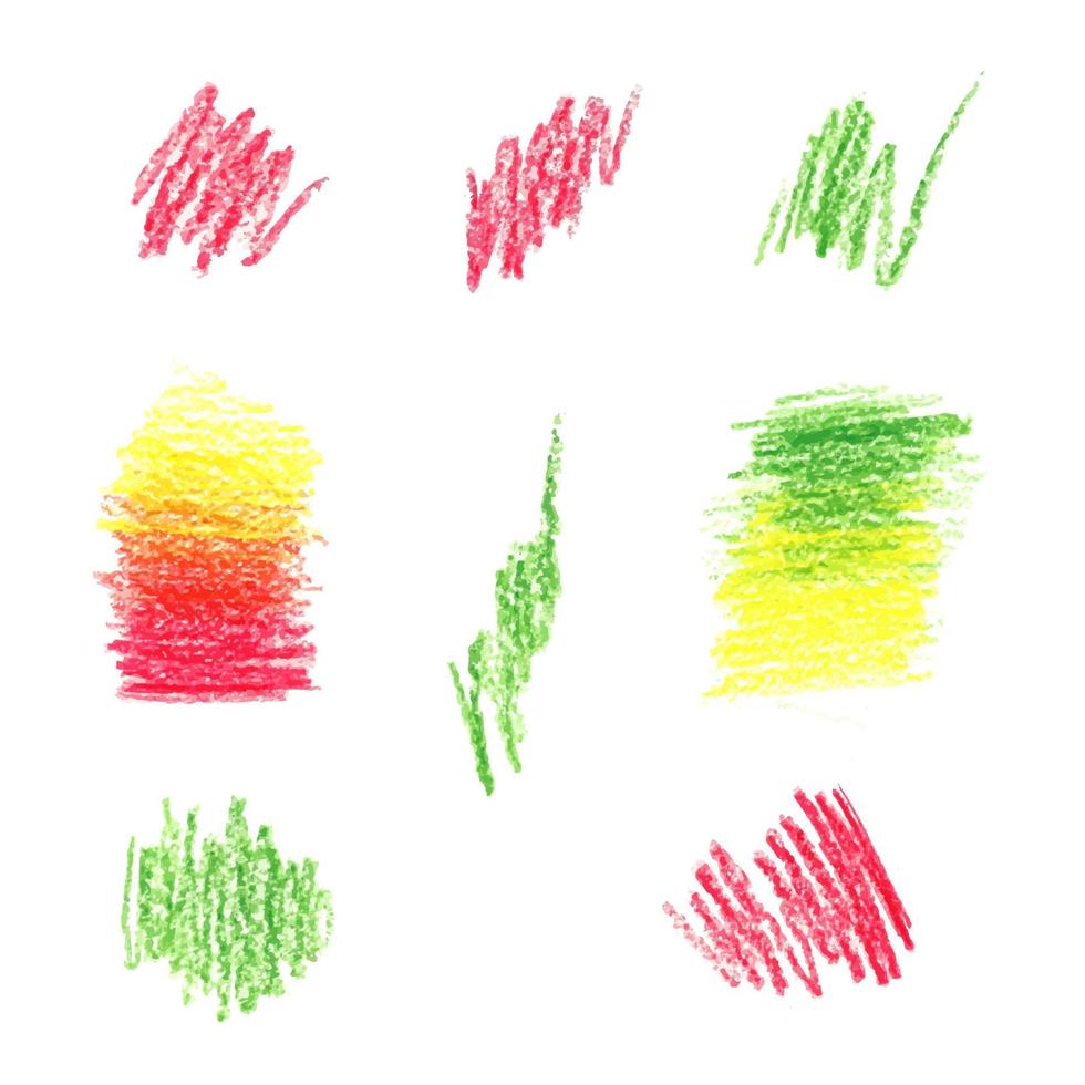 Set of color drawing pencil scribbles on white background. vector
