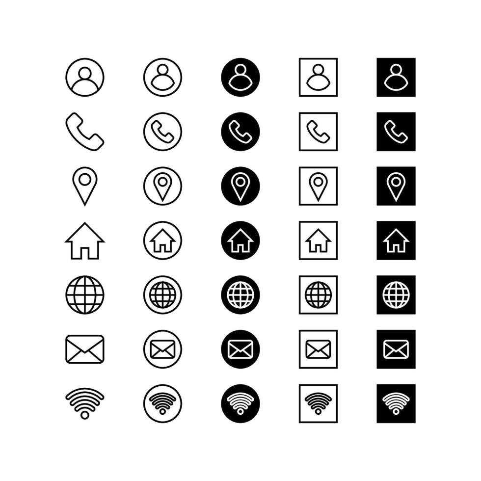 diseño de icono de tarjeta de visita en blanco y negro vector