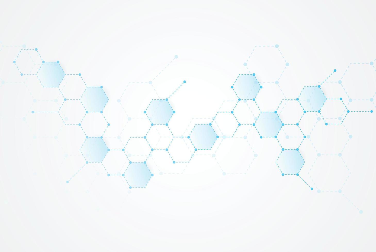 Abstract hexagonal molecular structures in technology background and science style. Medical design. Vector illustration