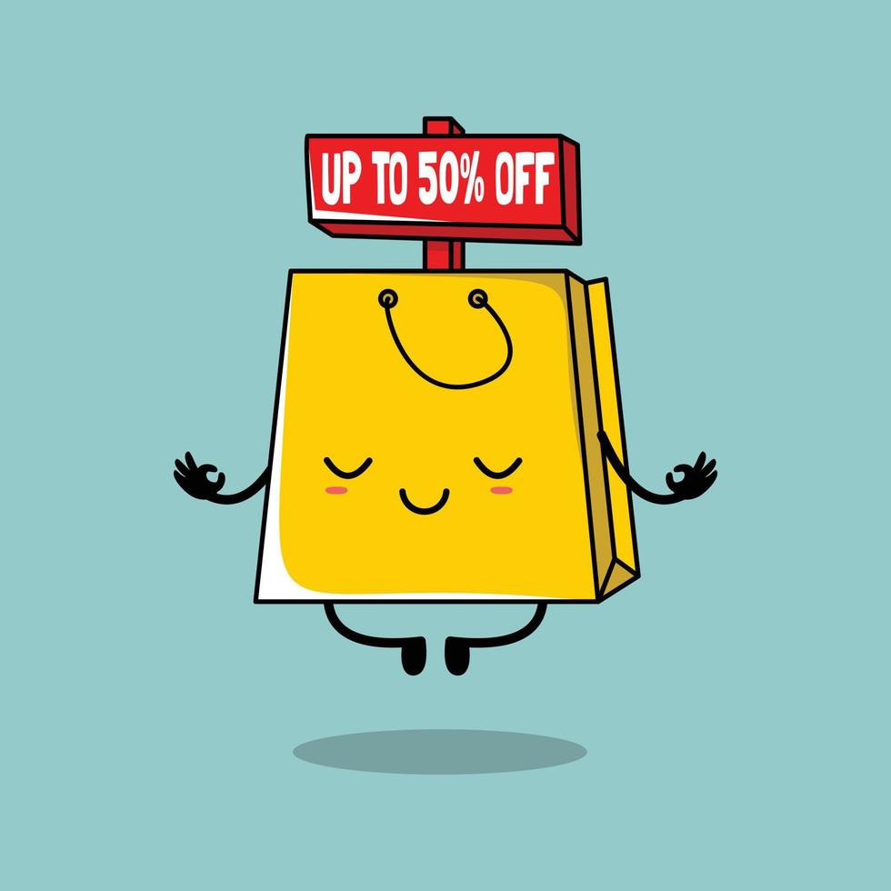 vector illustration of cute shopping bag character