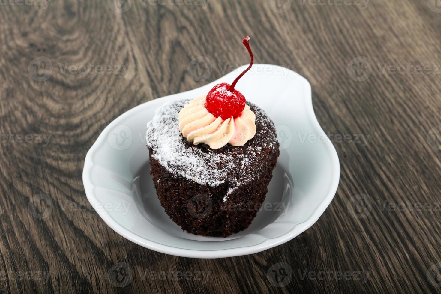 Cupcake with cherry photo