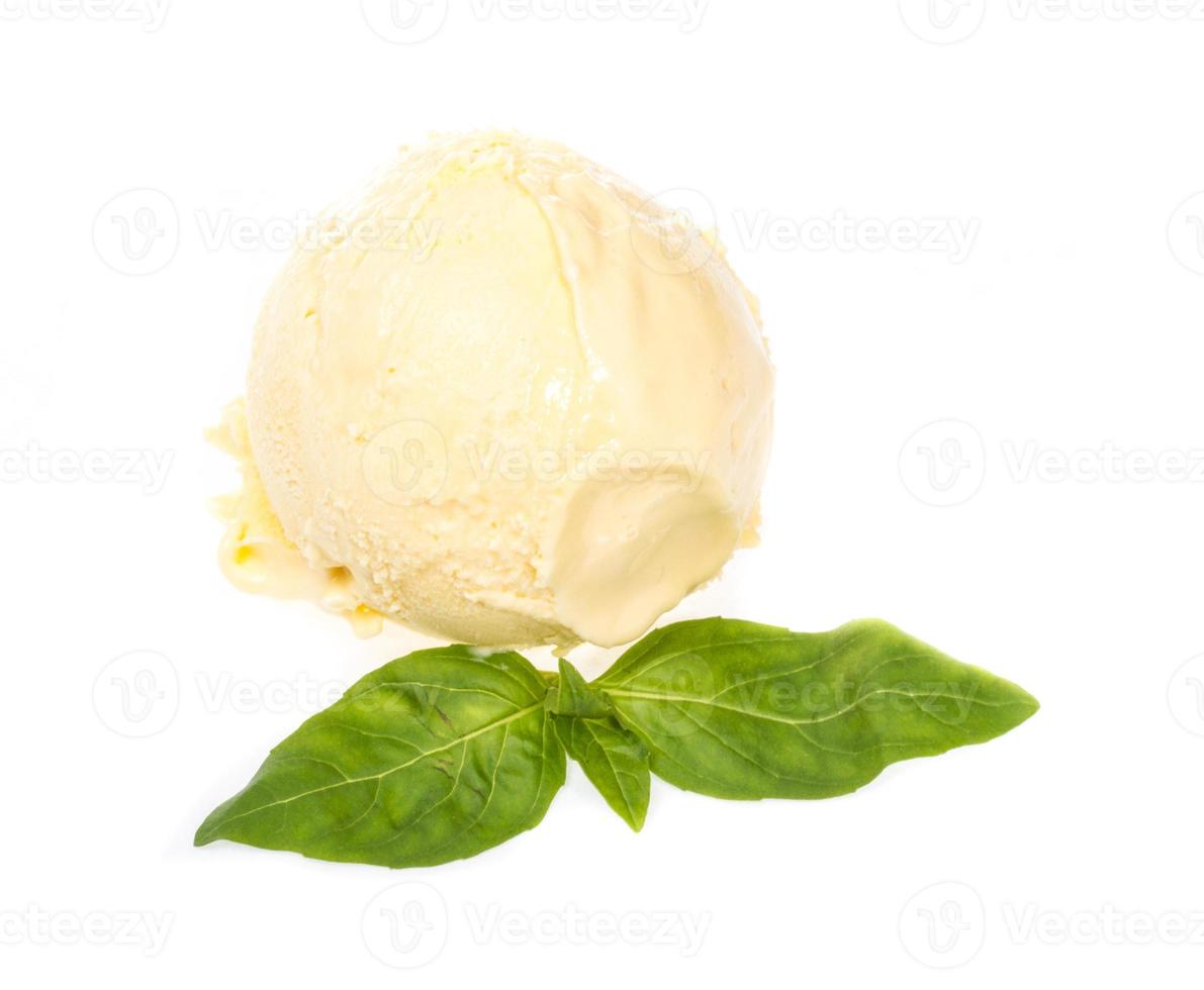 Scoop of lemon ice cream photo