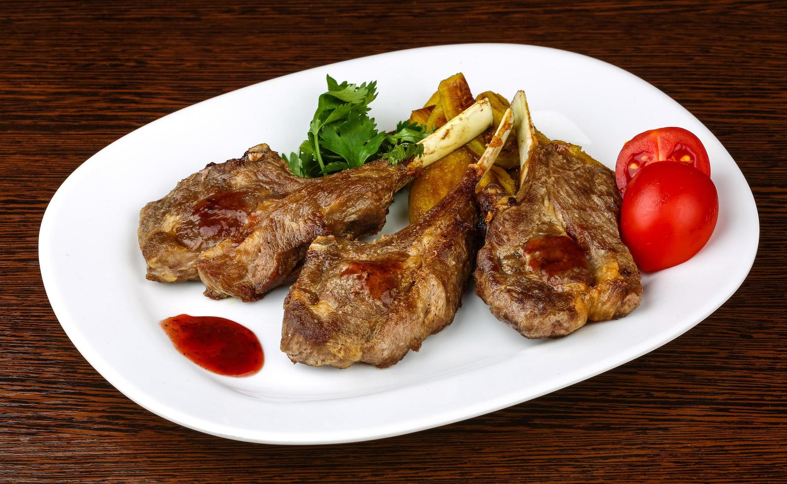 Grilled lamb chops photo
