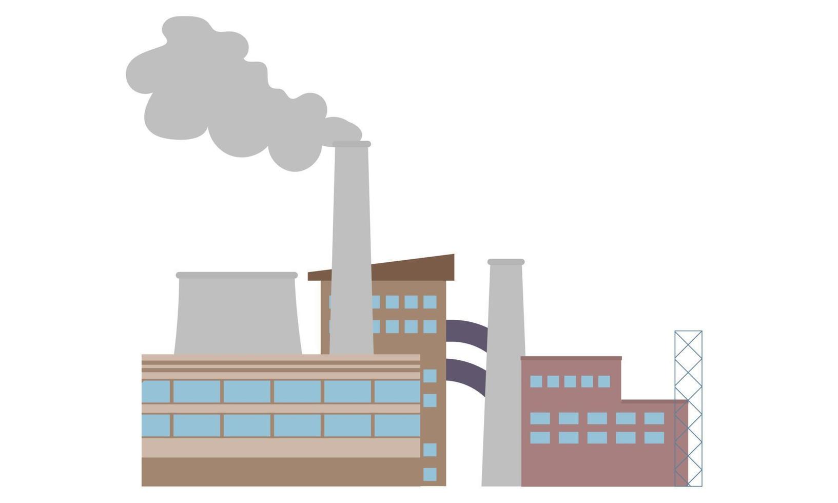Factory, factory, industrial plant, air pollution. Vector illustration
