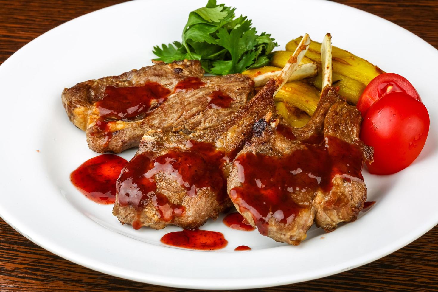 Grilled lamb chops photo