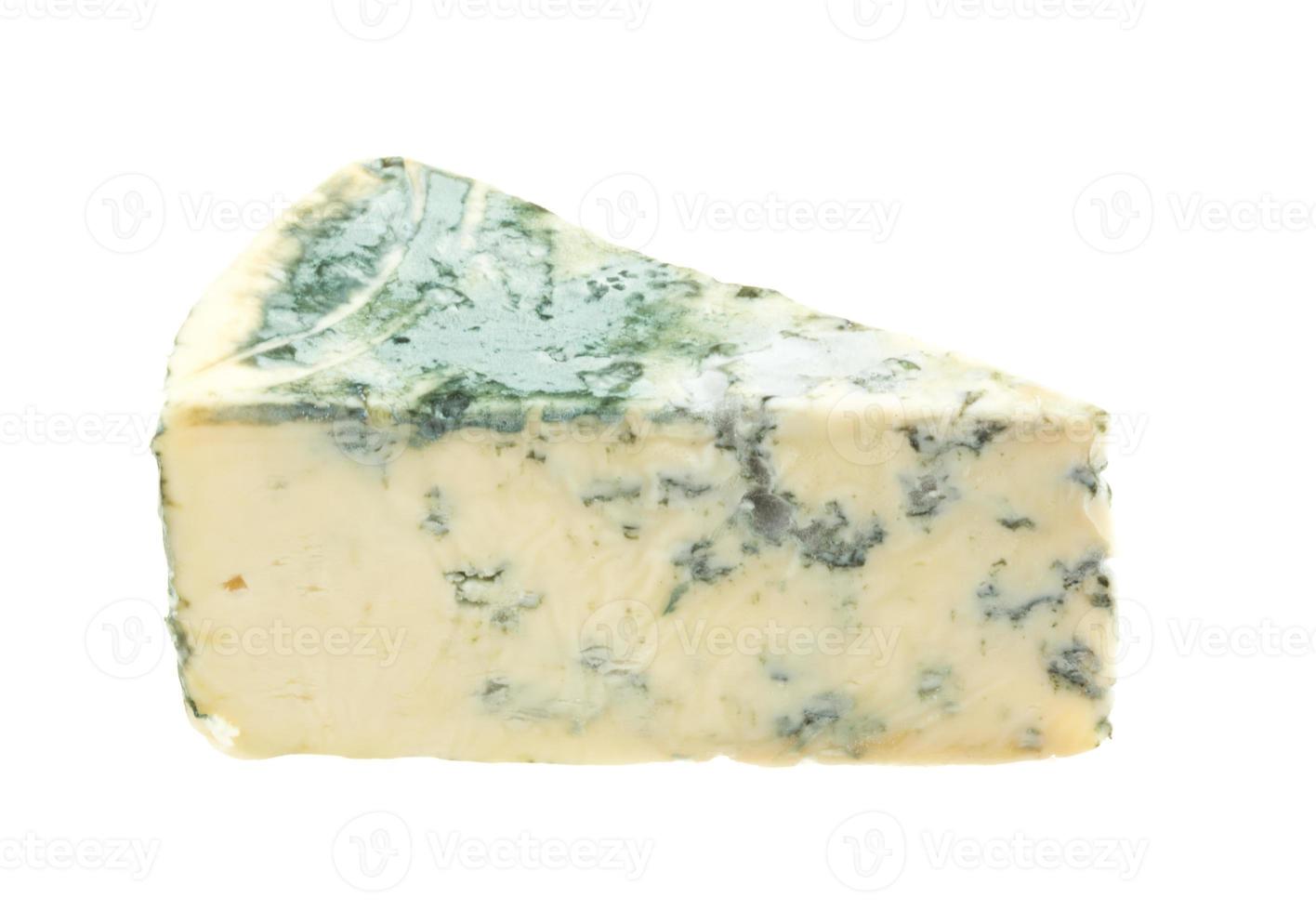 Wedge of soft blue cheese, isolated on white photo