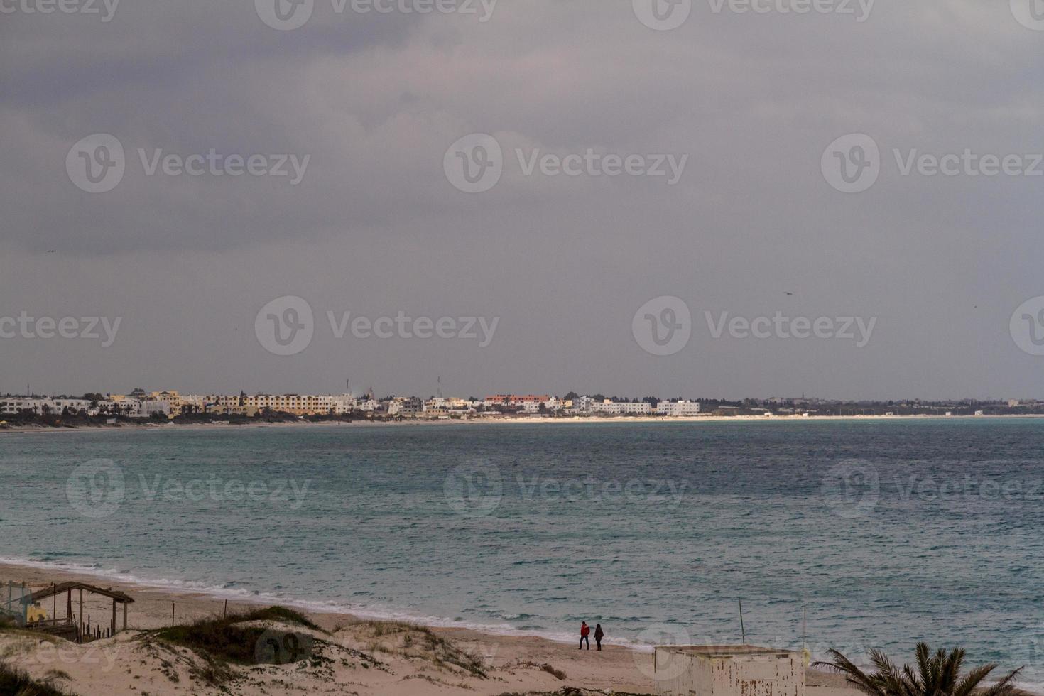 Scene at mediterranean beach resort in Tunisia. photo