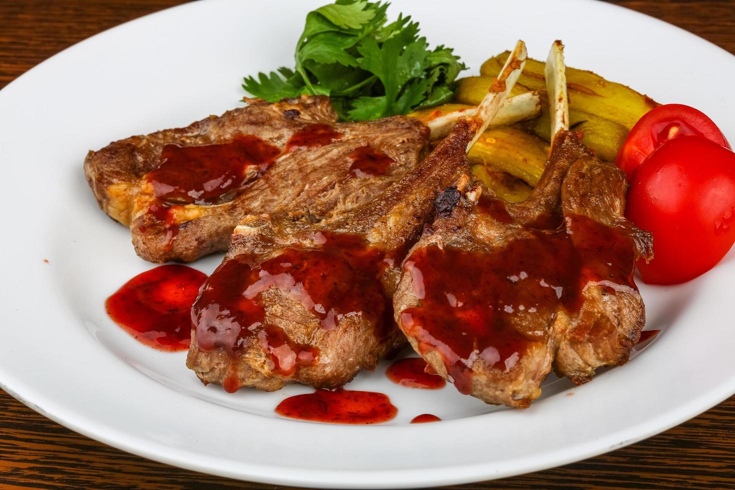 Grilled lamb chops photo