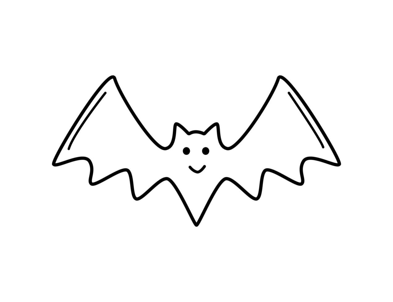 Halloween flying bat isolated on white background. Vector illustration cartoon, funny vampire bat.
