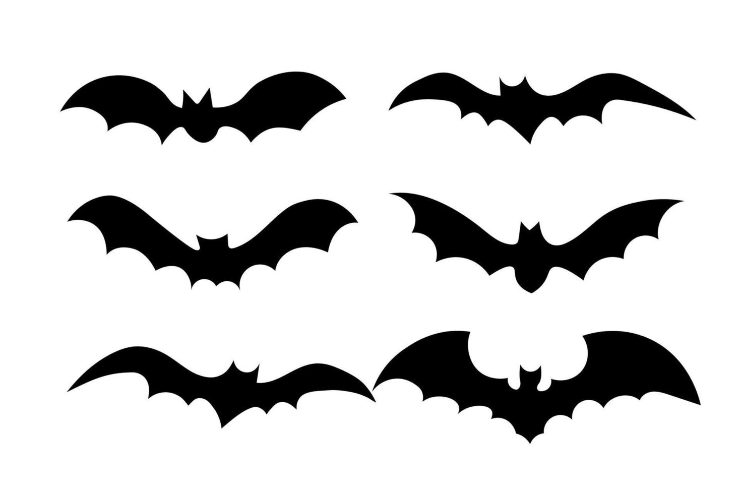 Black silhouettes of bats set on white background for celebration Halloween design vector