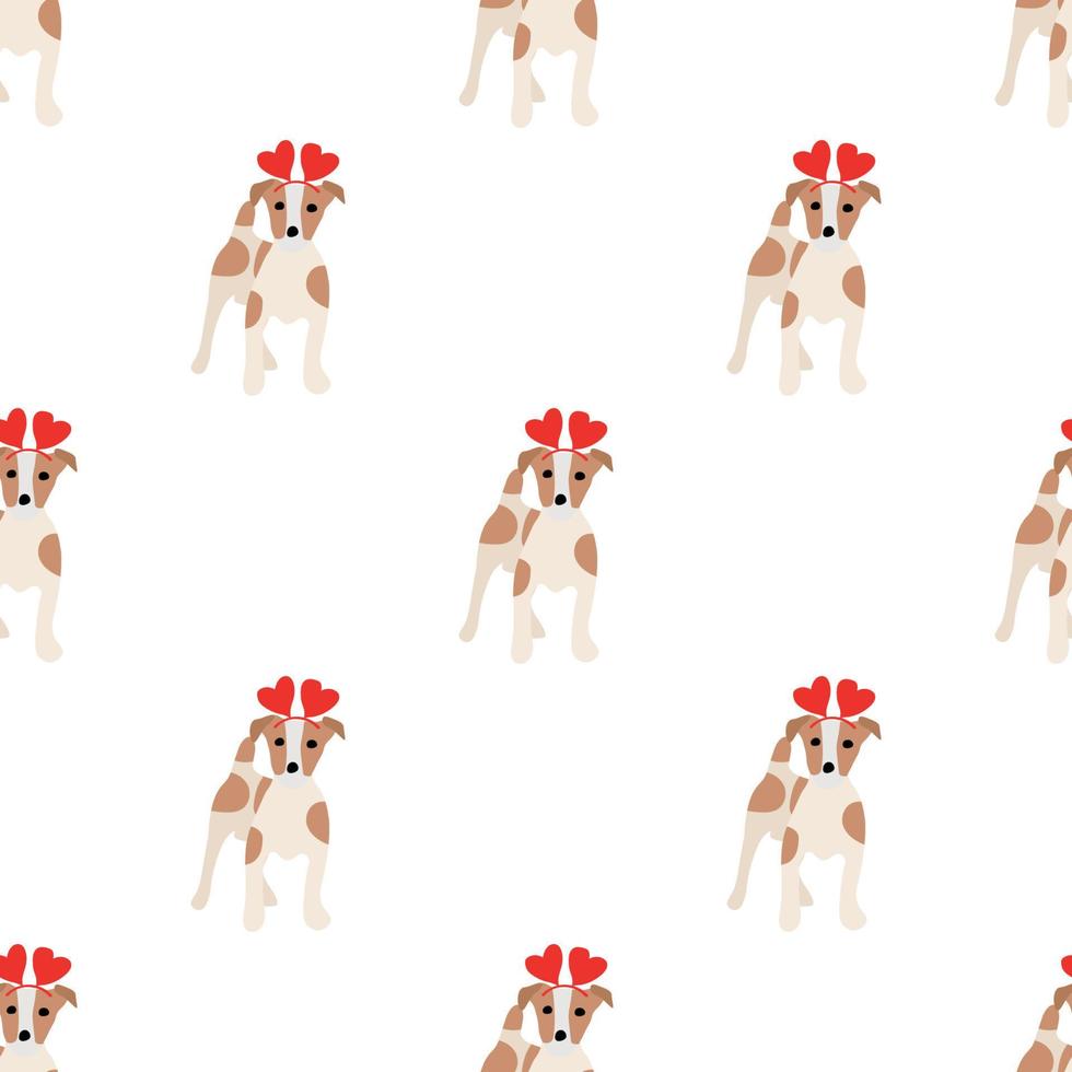 Cute dogs Jack Russell Terrier. Fanny animals . Vector hand drawn seamless pattern. Perfect for baby, kids apparel, print design, textile. White background.