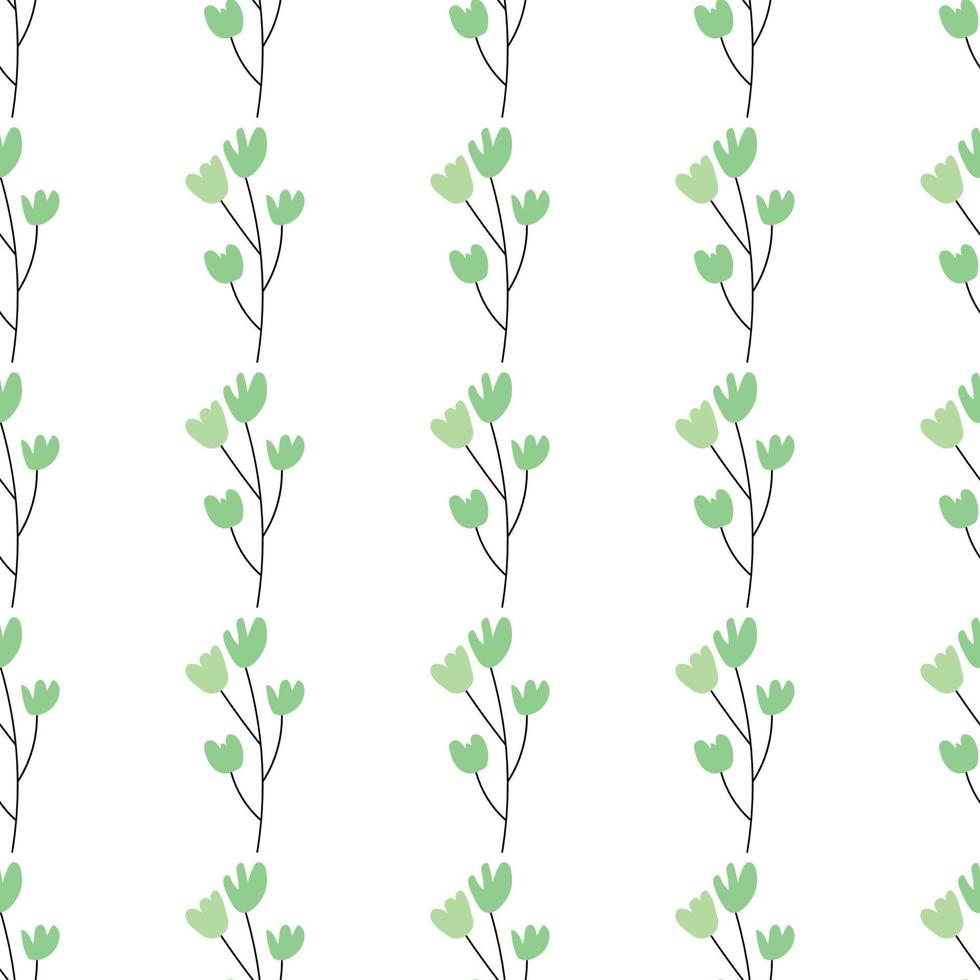 Floral seamless vector pattern with flowers. Spring flora. Simple hand-drawn kids style. Pretty ditsy for fabric, textile, wallpaper. Digital paper in white background