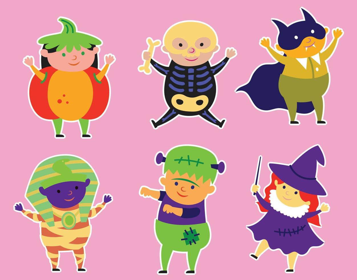 niños disfraces espeluznante halloween vector