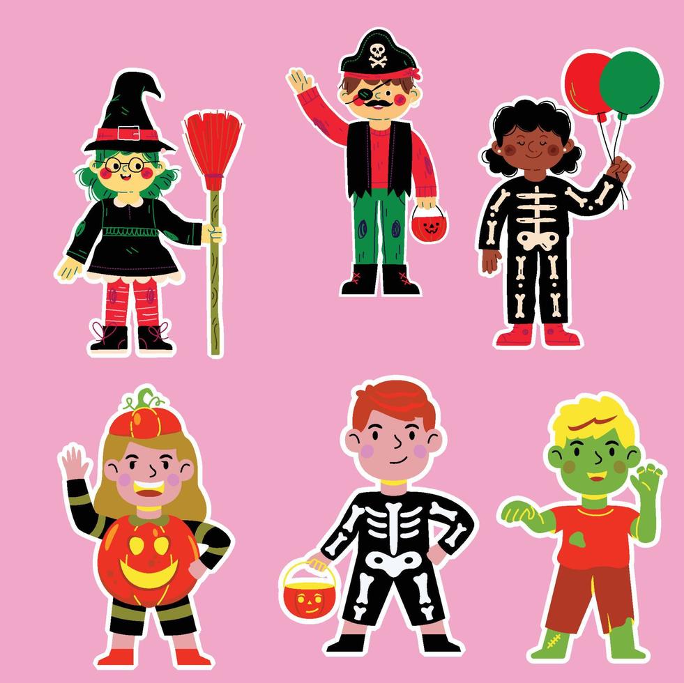 vector de conjunto de niños de halloween