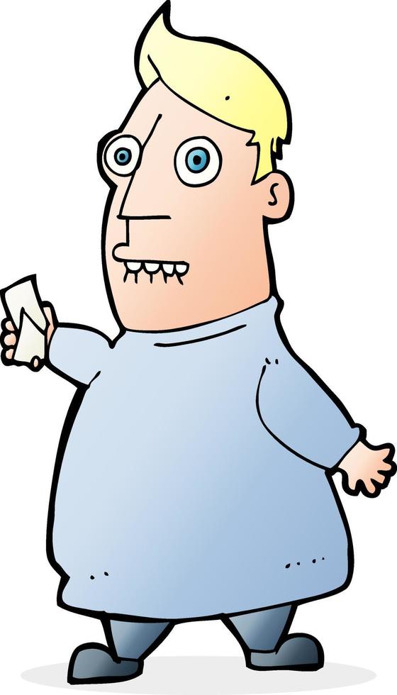 cartoon nervous man with tickets vector