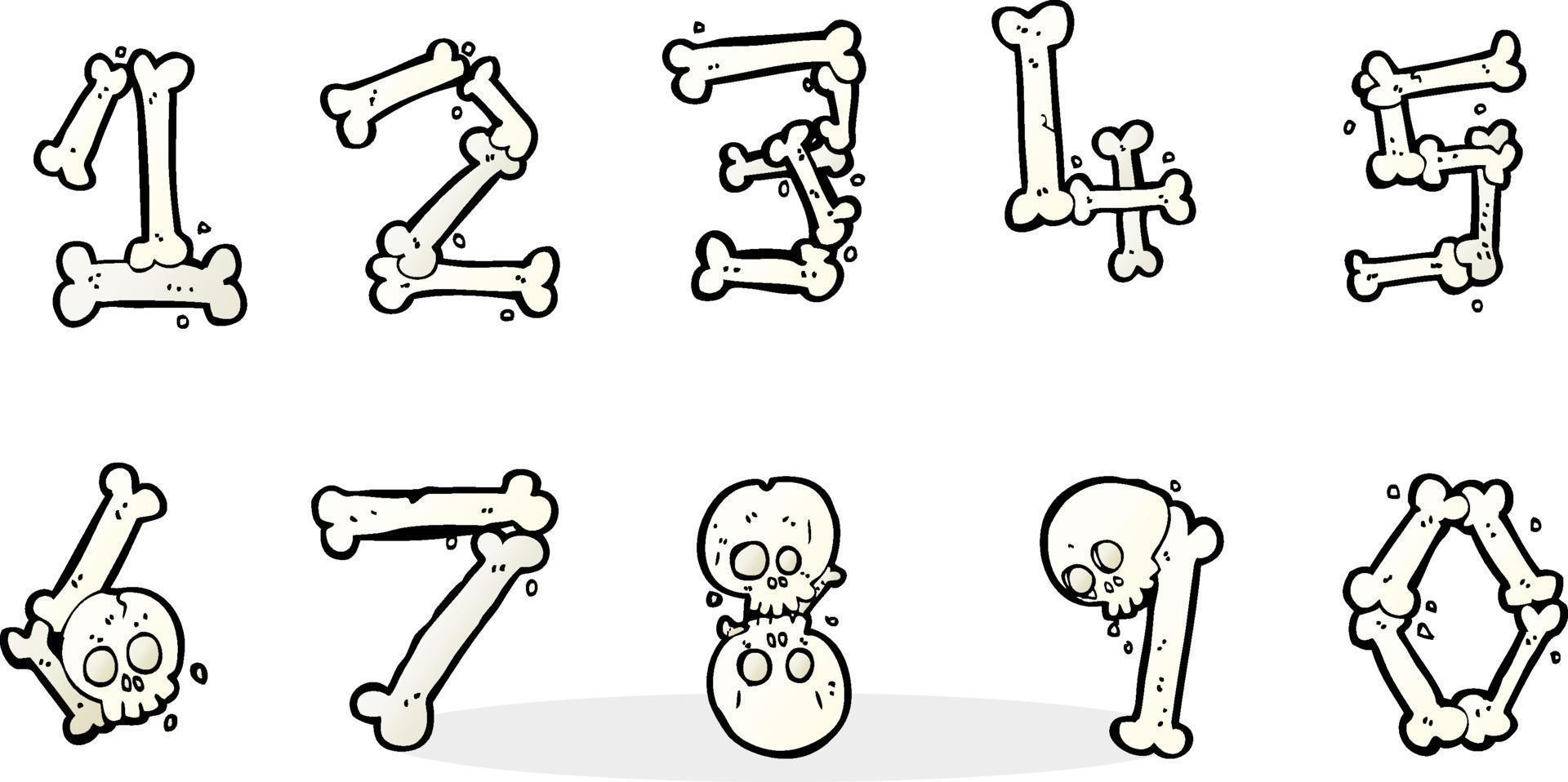 cartoon bone numbers vector