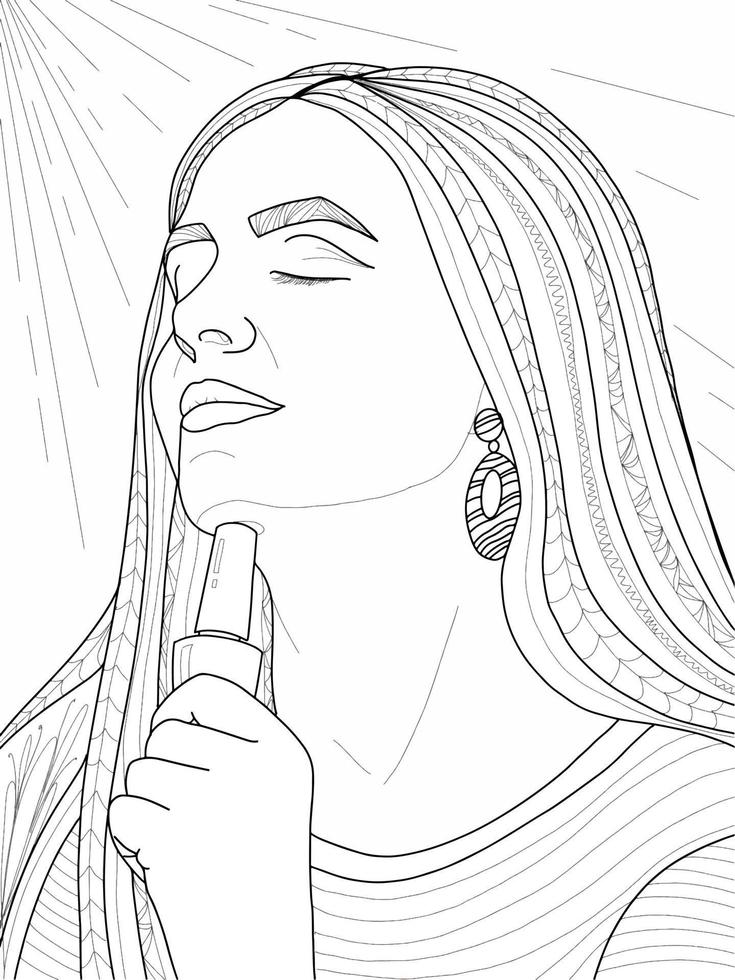 girl in beauty salon with nail polish wdoodle style, modern princess