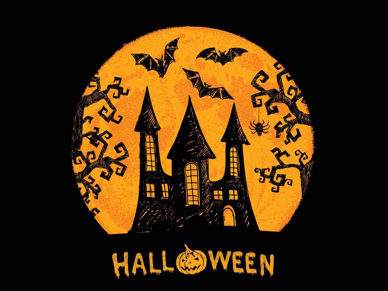 Halloween symbols hand drawn illustrations vector
