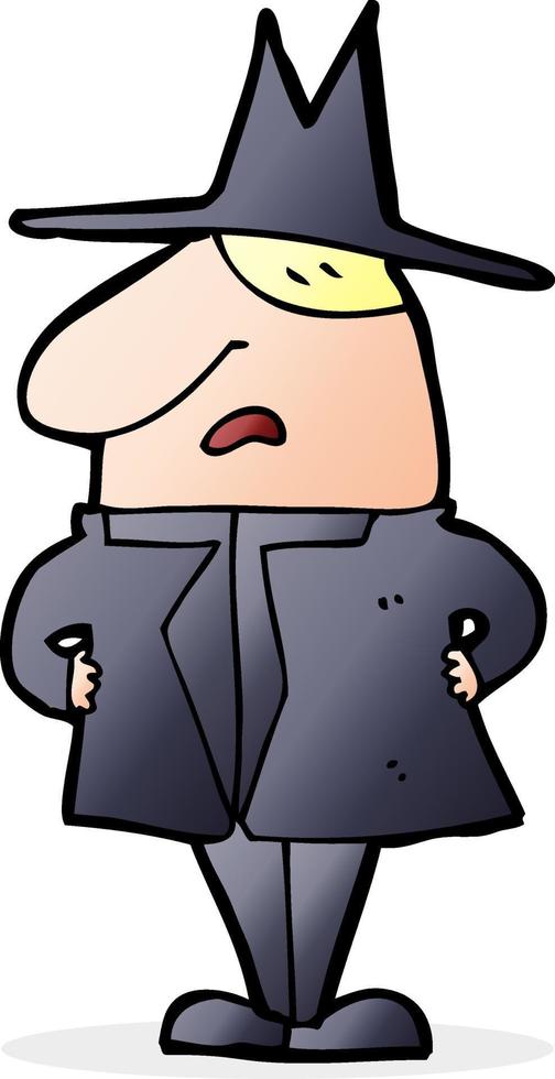cartoon man in coat and hat vector