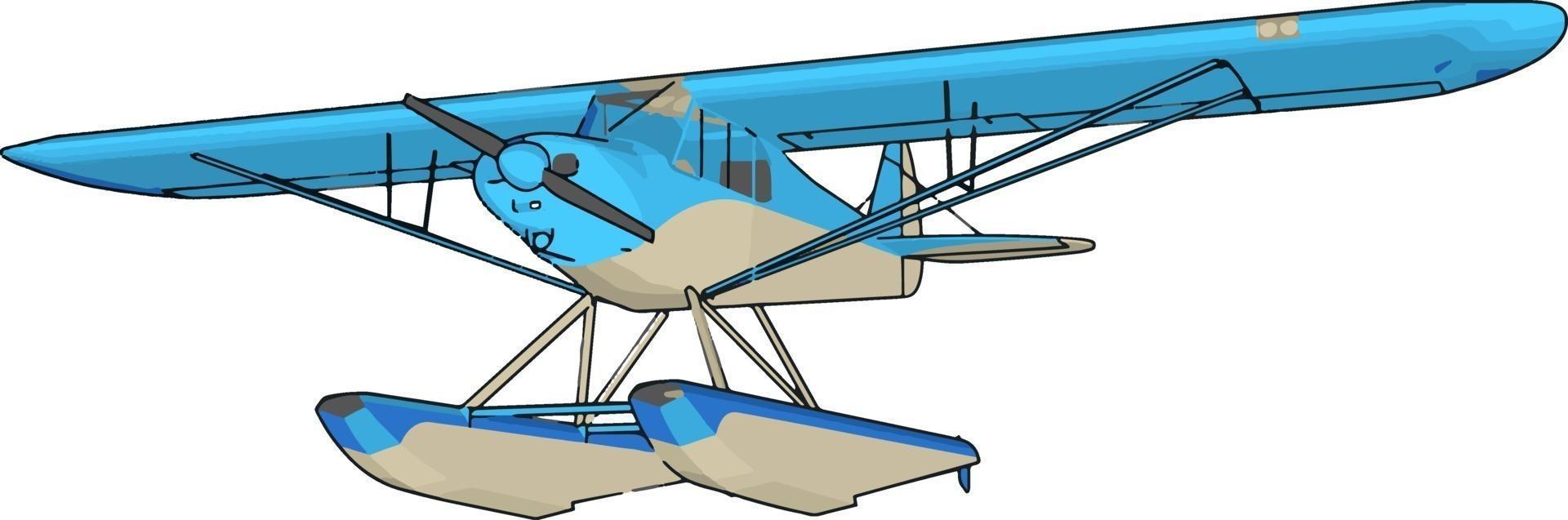 Blue seaplane, illustration, vector on white background.