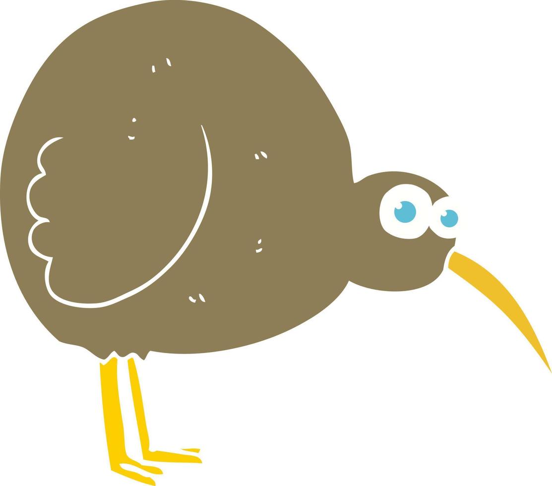 flat color illustration of kiwi bird vector