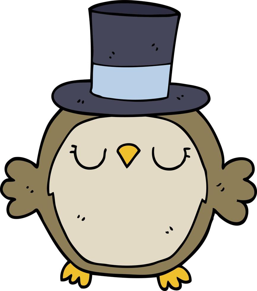 cartoon owl wearing top hat vector