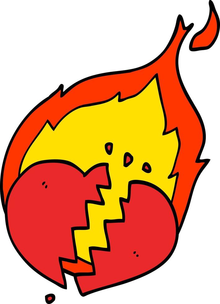 cartoon flaming heart vector