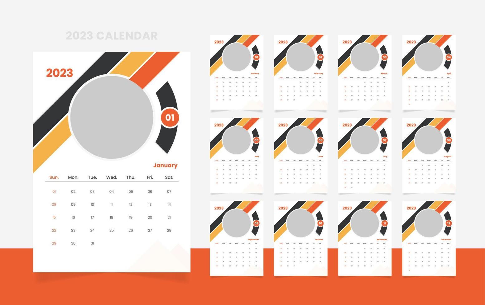 plantilla de diseño de calendario de 12 páginas 2023 vector