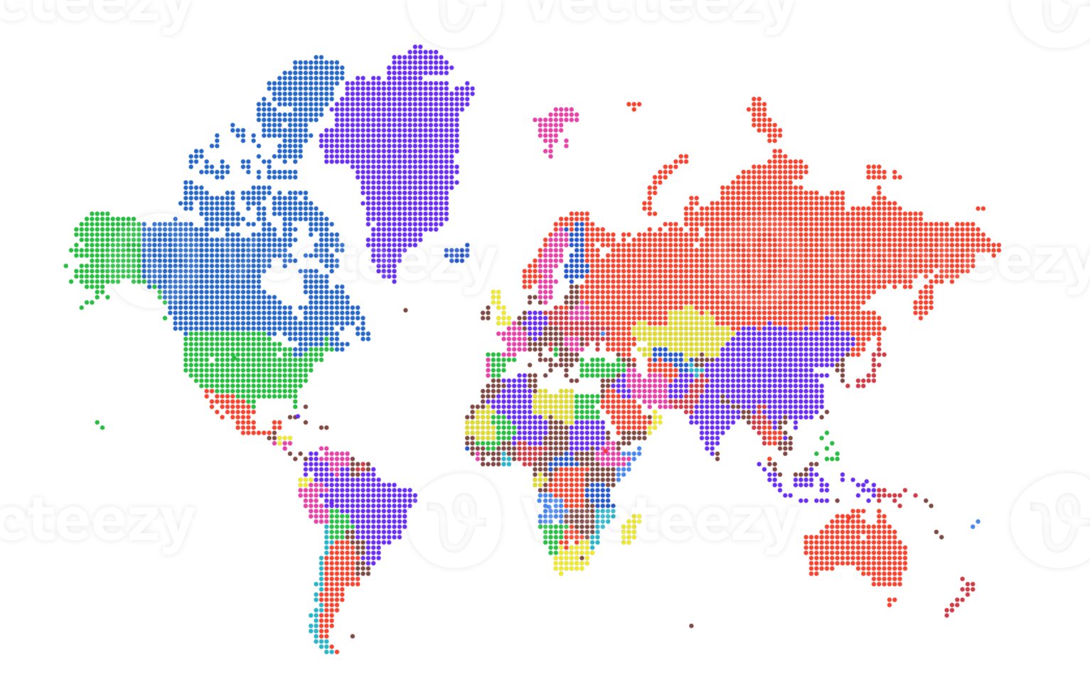 Punkte auf der Weltkarte. Weltkartenvorlage mit Kontinenten, Nord- und Südamerika, Europa und Asien, Afrika und Australien png