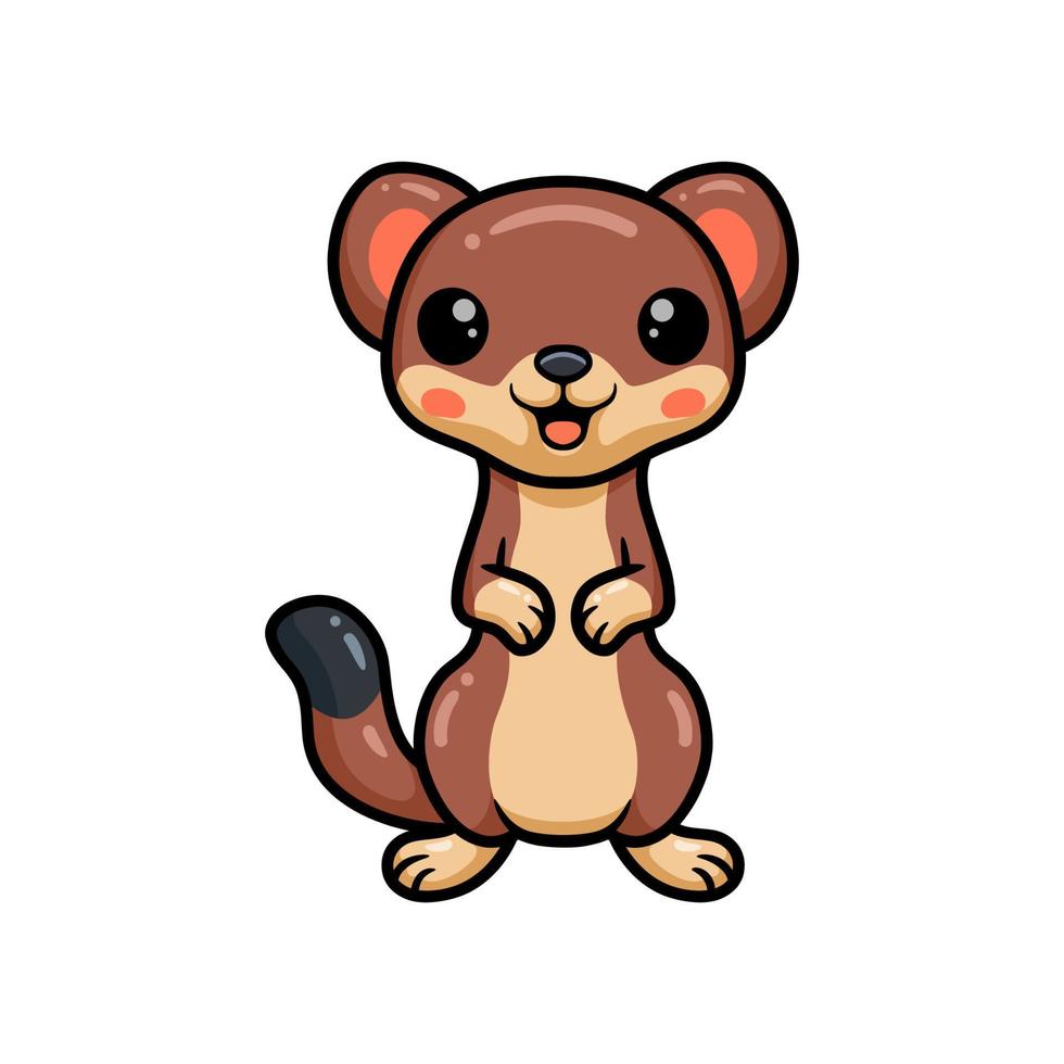 Cute little weasel cartoon standing vector