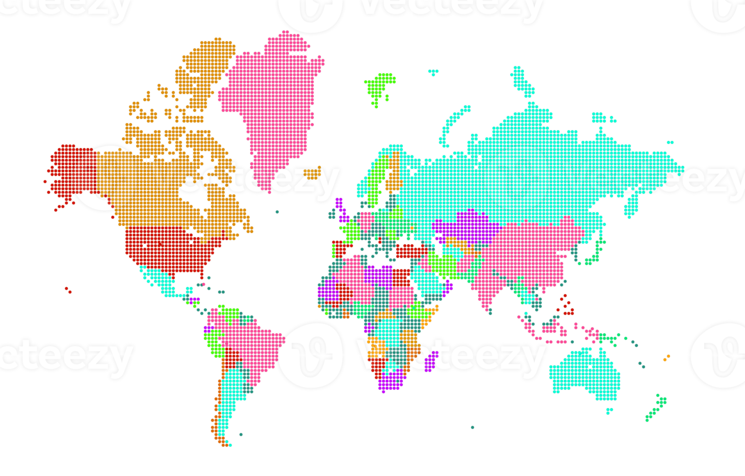 puntos del mapa mundial. plantilla de mapa mundial con continentes, américa del norte y del sur, europa y asia, áfrica y australia png