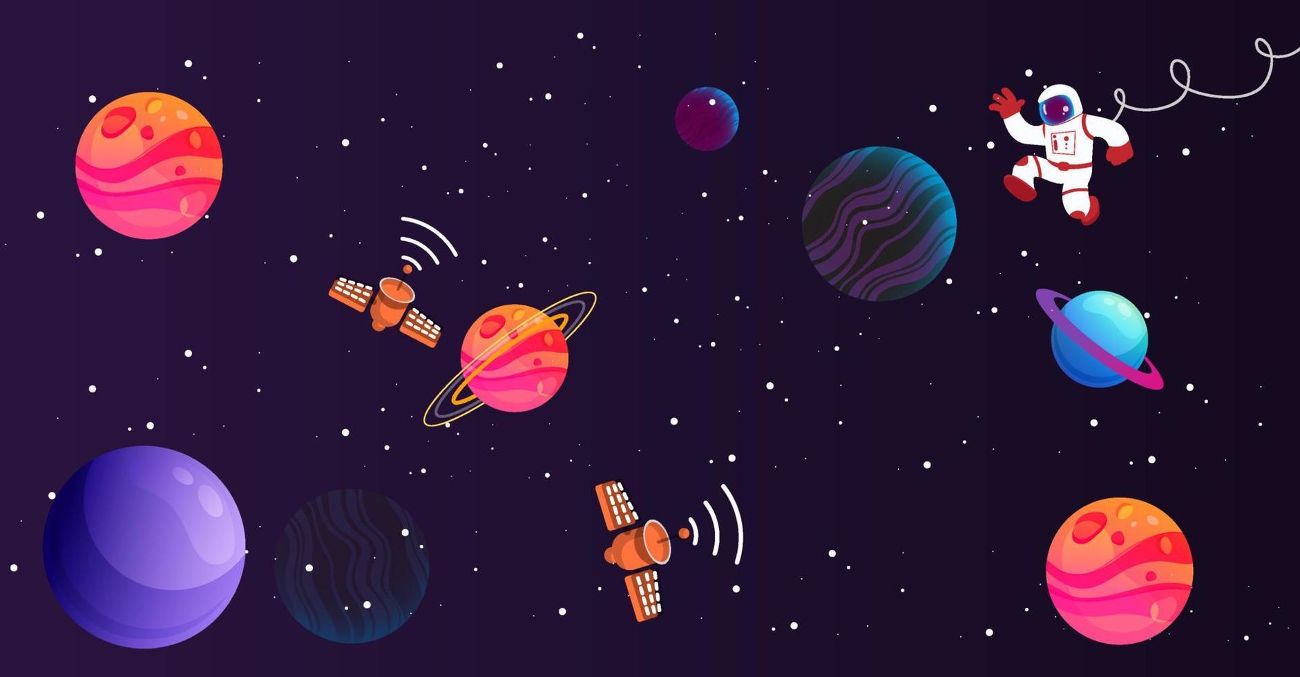 galaxy and planets vector