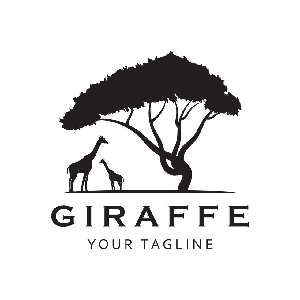 logotipo de jirafa creativa con plantilla de eslogan vector