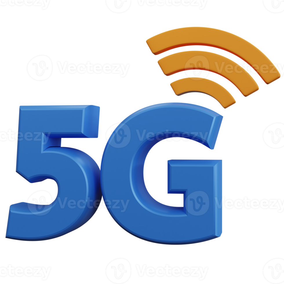 3d rendering 5g network icon with wifi icon isolated png