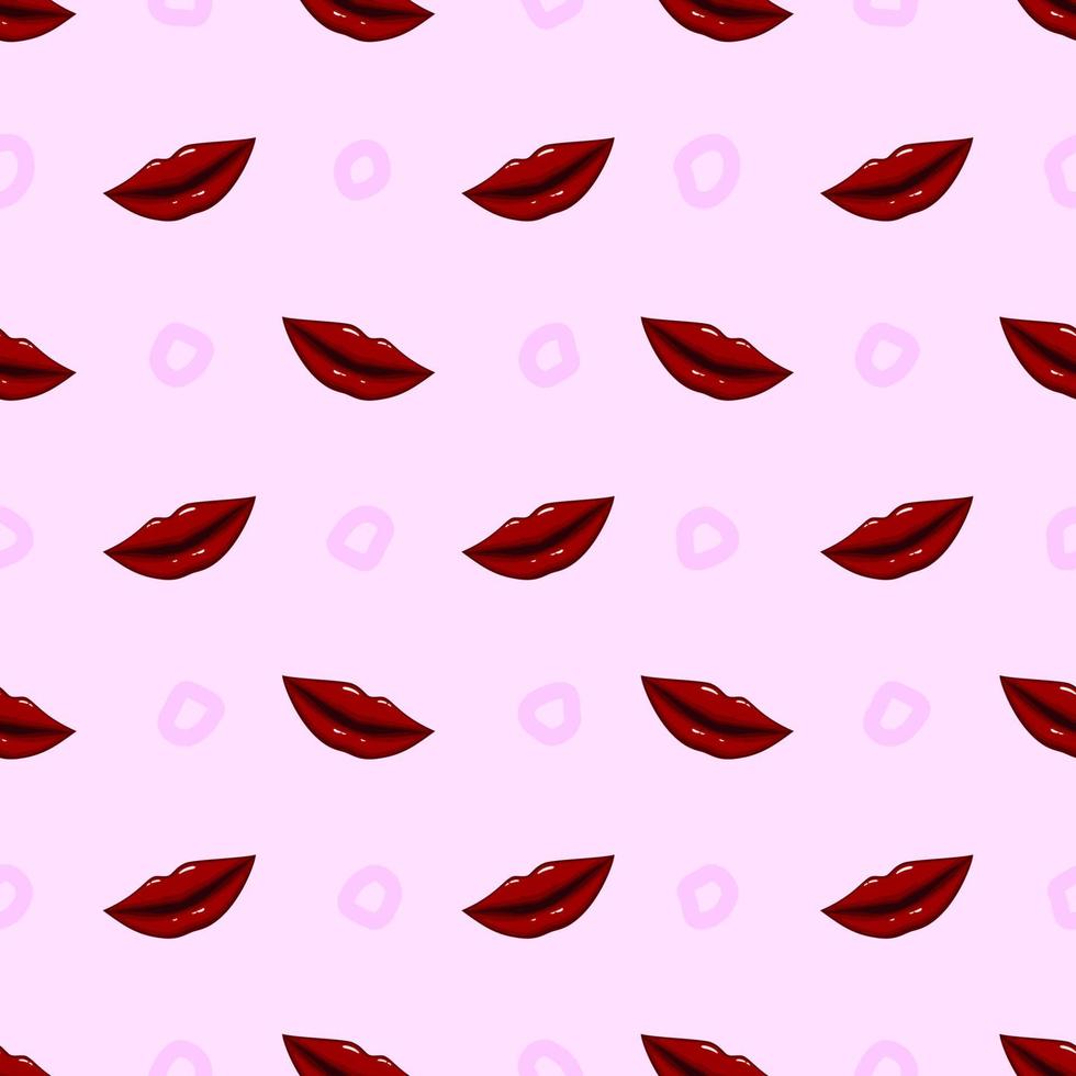 Seamless pattern red lips vector