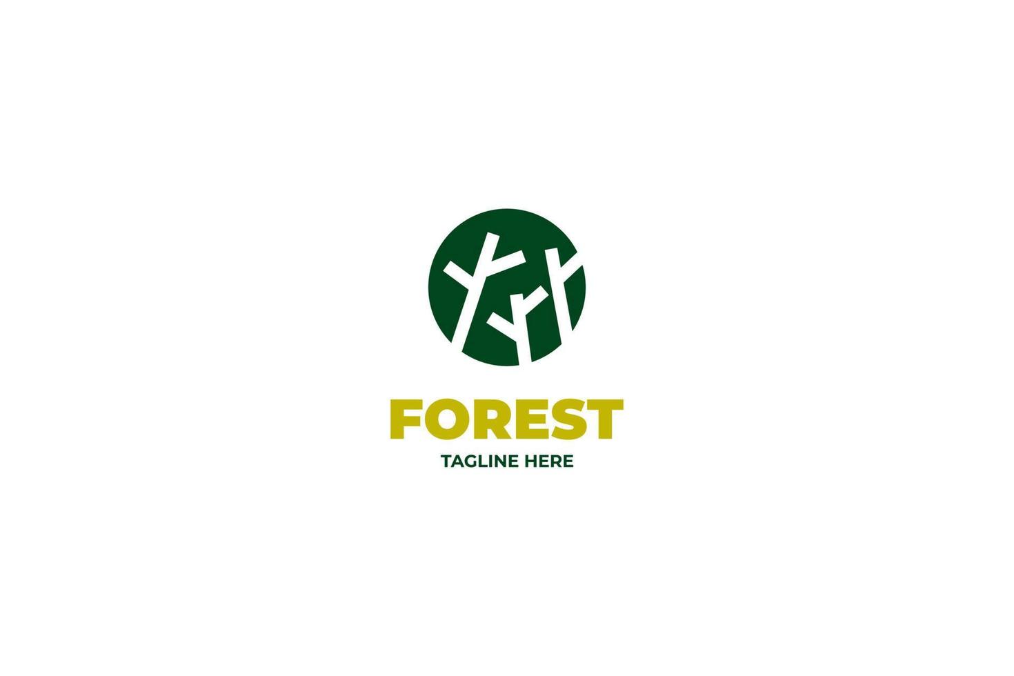 Flat trees forest green nature logo design vector illustration idea