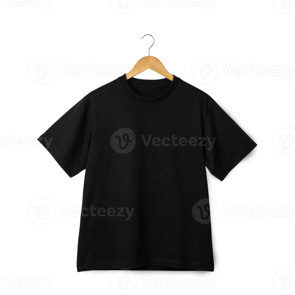 Black T shirt mockup hanging, Realistic t-shirt png