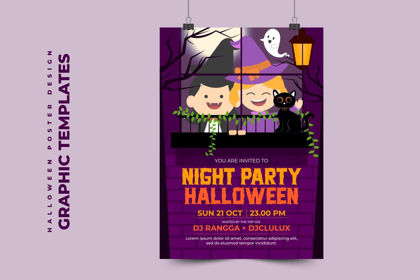 plantilla de diseño gráfico de halloween simple y elegante que es fácil de personalizar vector