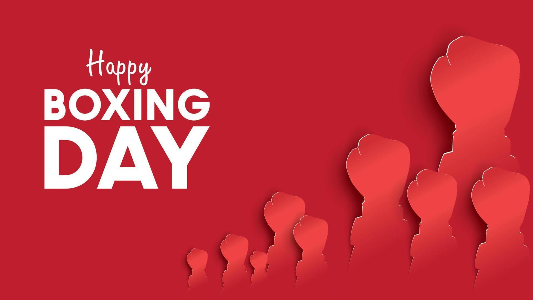 Boxing day vector illustration.Typography combined in a shape of boxing gloves with paper art and craft style