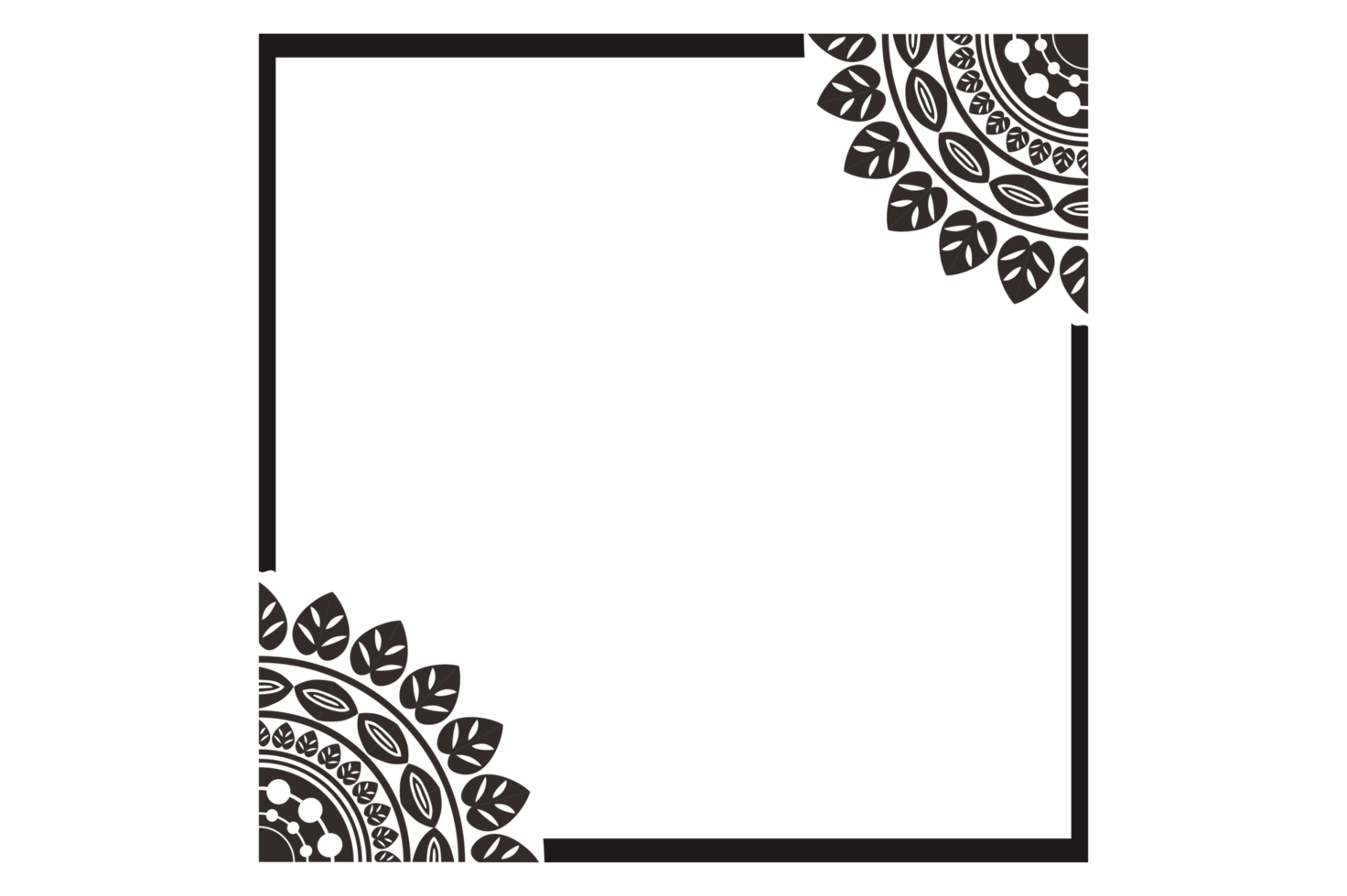 Black Mandala Ornament Frame Border png