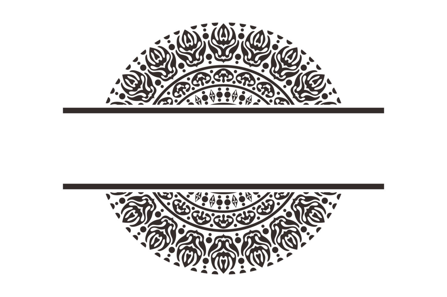 Rahmenrand aus schwarzem Mandala-Ornament png