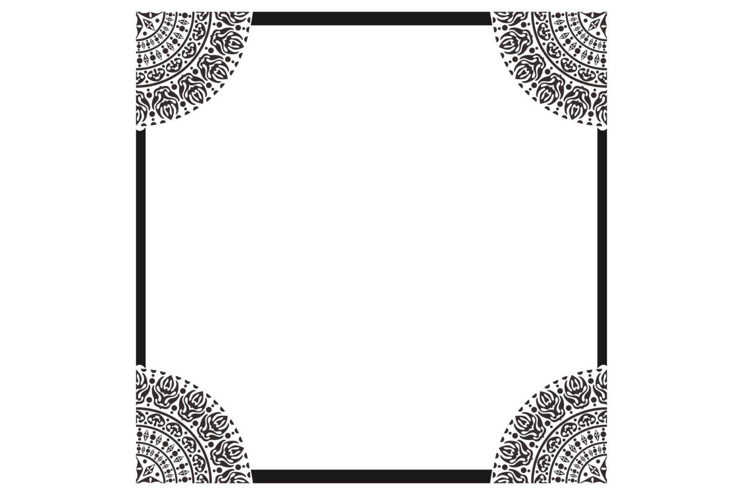 Black Mandala Ornament Frame Border png