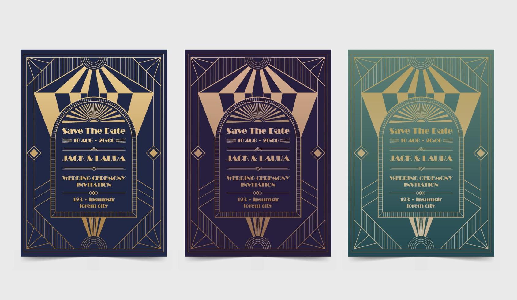 Vector invitation template in classical art deco style, luxury invitation template