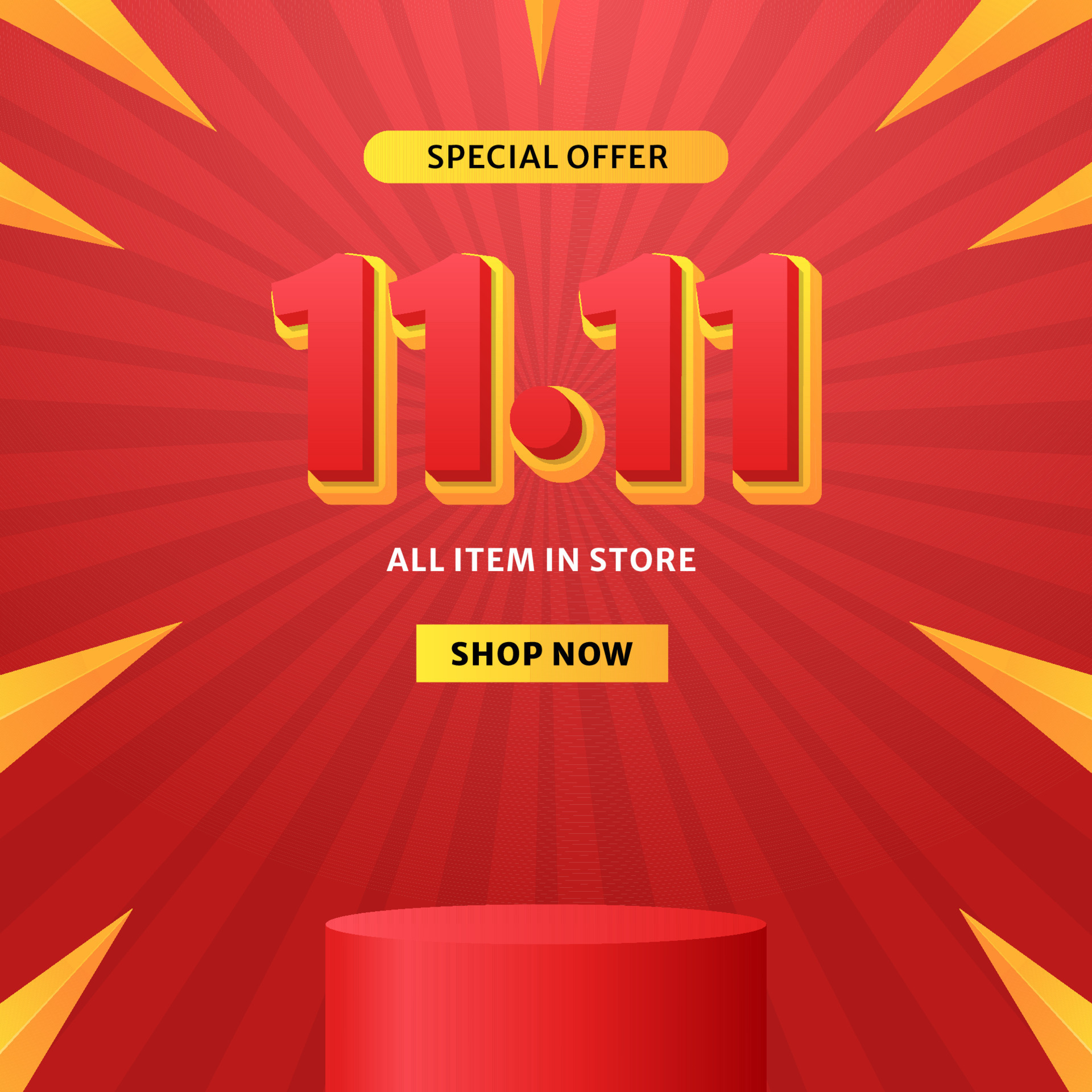 11 11 hot deal shopping day discount sale offer promotion flyer banner