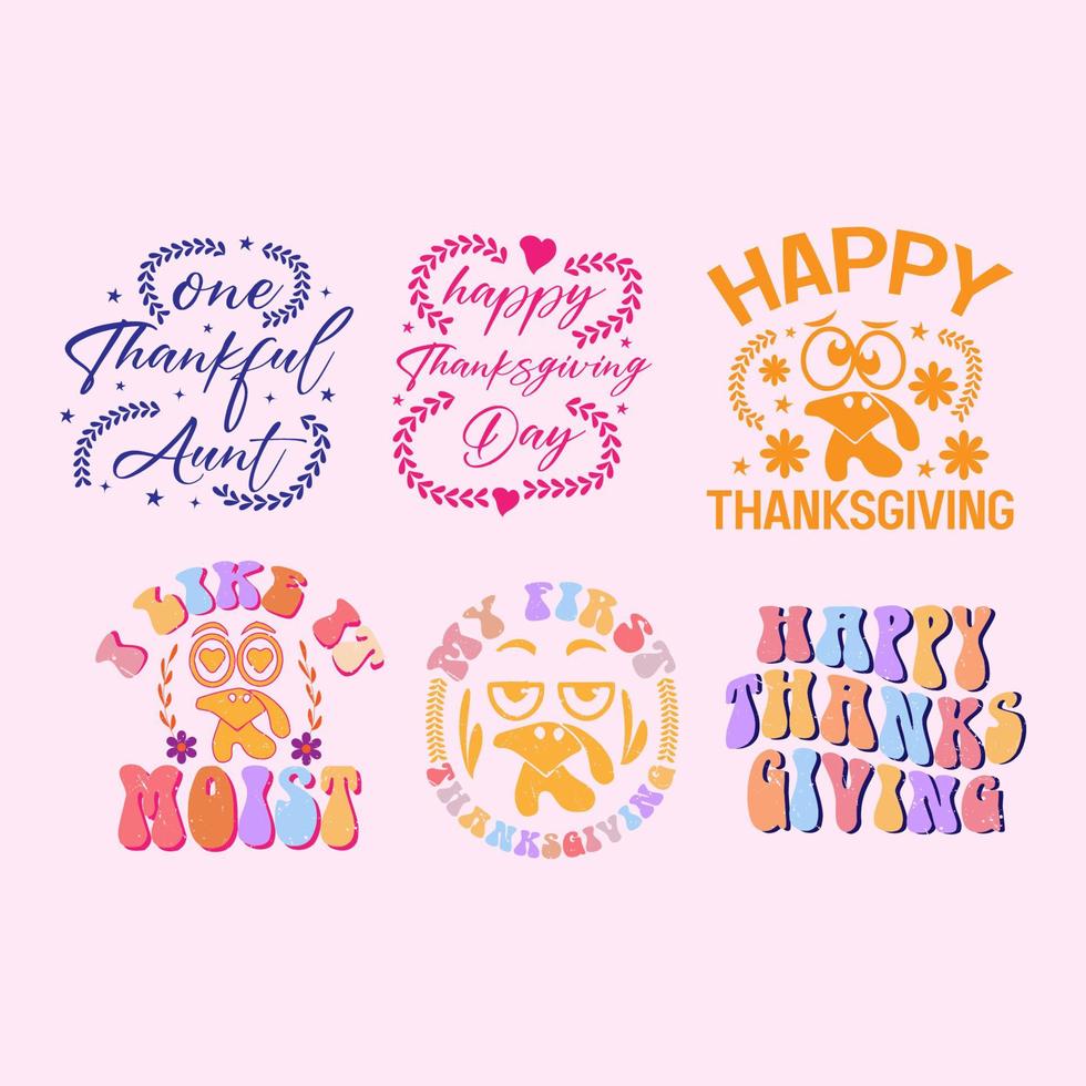 retro colorful thanksgiving typography lettering quote with flower design vector