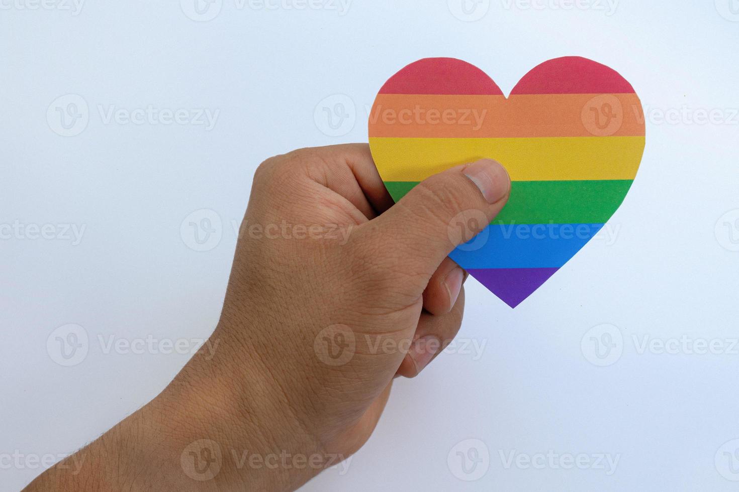 Hands with heart in gay lgbt colors photo