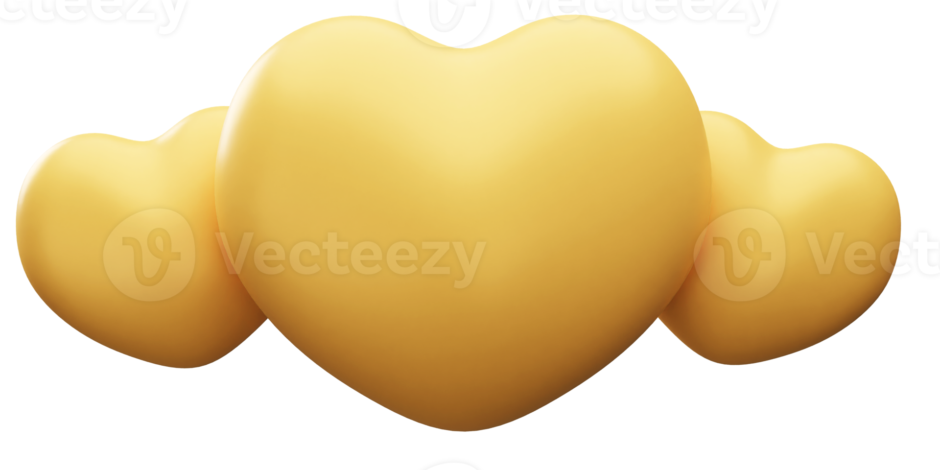 3D Gold Hearts Shape png