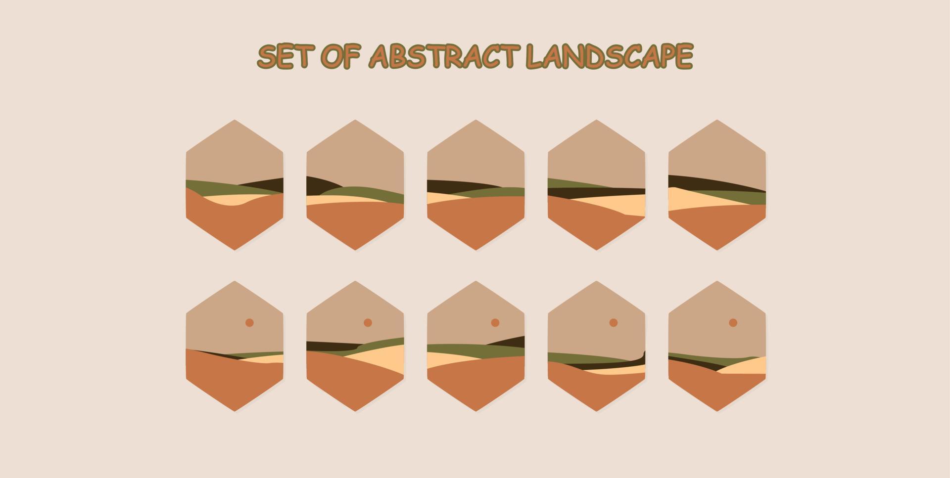 set of abstract landscape vector